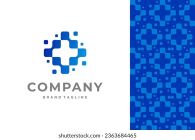 abstract medical logo medicine vetor with pattern background corporate branding business