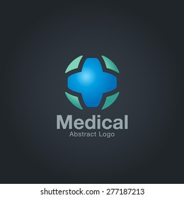 Abstract Medical Logo Template On Dark Background. Corporate Branding Identity