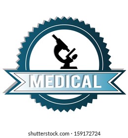 abstract medical microscope label on white background