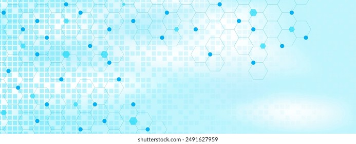 Abstract medical and science concept with hexagon pattern and digital pixel background. Vector illustration