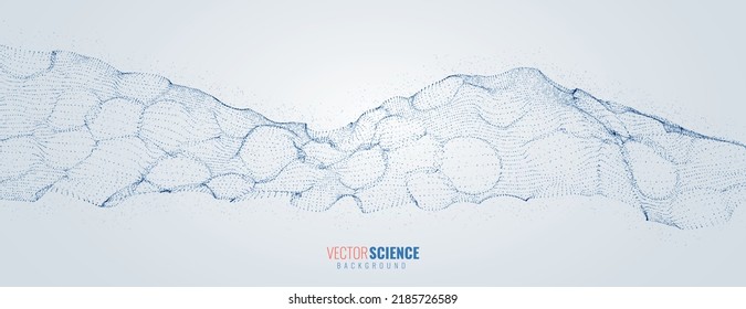 Abstract Medical Science Flowing Particles Background. Abstract Biological Mutation or Microscopic Virus Concept. Biology, Chemistry, Virology Vector Illustration.