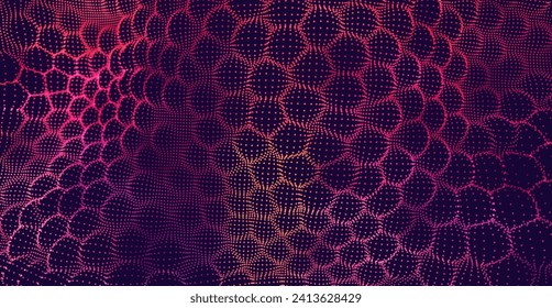 Abstract Medical Science Flowing Particles Background. Abstract Biological Mutation or Microscopic Virus Concept. Biology, Chemistry, Virology Vector Illustration.