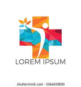 Abstract medical vector logo design. Illustration design of logotype cross health symbol.