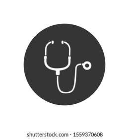 Abstract medical white icon with stethescope, vector illustration on gray background