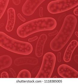 Abstract medicine red background with different micro organisms