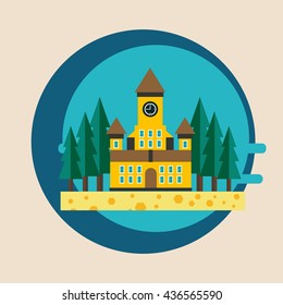 abstract medieval castle in the background.