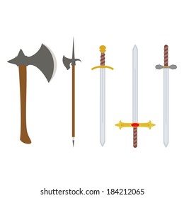 abstract medieval weapons on a white background