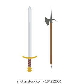 abstract medieval weapons on a white background