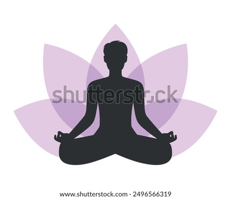 Similar – Image, Stock Photo Faceless man in lotus posture during rehabilitation session