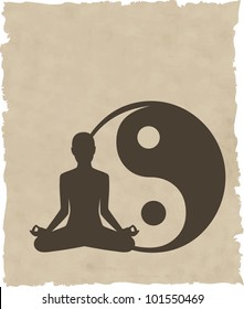 abstract meditating people background - vector illustration