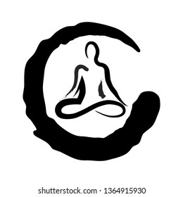 abstract meditating person inside zen symbol, vector