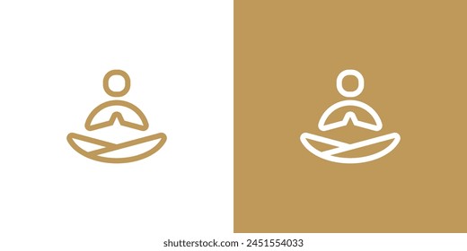 Abstract Meditation Logo. Yoga Center, Relax, Zen Spa with Linear Outline Style. Yoga Logo Icon Symbol Vector Design Inspiration.