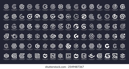 Coleção de Mega Logo Abstract. Letra inicial G design de logotipo geométrico