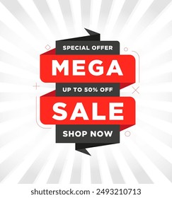 Abstractas mega Anuncio de venta. Oferta especial. Hasta un 50% de descuento.