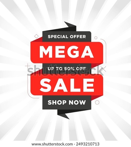 Abstract mega sale banner. Special offer. Up to 50% off.