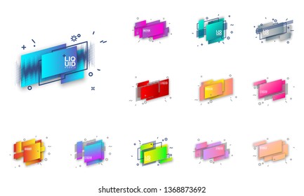 Abstract mega sale flat badges geometric shapes set. Final sale banner isolated on white background. Yellow, red, green and black colors special offer banner set. Shop now web app, poster illustration