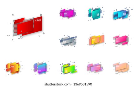 Abstract mega sale flat badges geometric shapes set. Final sale banner isolated on white background. Yellow, red, green and black colors special offer banner set. Shop now web app, poster illustration