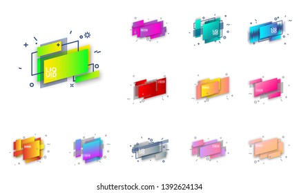 Abstract mega sale flat badges geometric shapes set. Final sale banner isolated on white background. Yellow, red, green and black colors special offer banner set. Shop now web app, poster illustration
