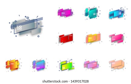 Abstract mega sale flat badges geometric shapes set. Final sale banner isolated on white background. Yellow, red, green and black colors special offer banner set. Shop now web app, poster illustration