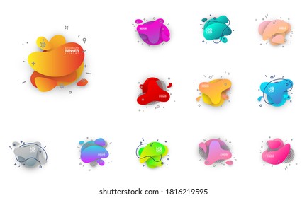 Abstract mega sale flat badges geometric shapes set. Final sale banner isolated on white background. Yellow, red, green and black colors special offer banner set. Shop now web app, poster illustration