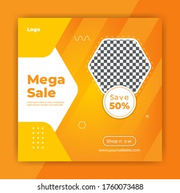 Abstract mega sale yellow social media marketing post design premium vector - Instagram post design