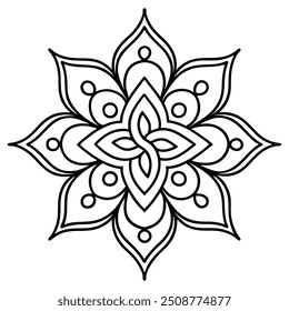 An abstract mehndi design with tiny floral and leaf motifs that create a maze-like pattern.