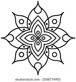 An abstract mehndi design with tiny floral and leaf motifs that create a maze-like pattern.