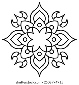 An abstract mehndi design with tiny floral and leaf motifs that create a maze-like pattern.