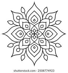 Um design de mehndi abstrato com pequenos motivos florais e de folhas que criam um padrão semelhante a labirinto.