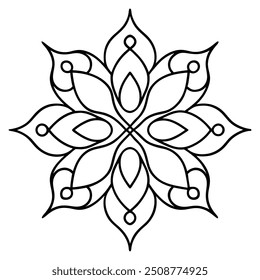 Ein abstraktes Mehndi-Design mit winzigen Blumen- und Blattmotiven, die ein Labyrinth-ähnliches Muster erzeugen.
