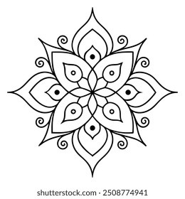 An abstract mehndi design with tiny floral and leaf motifs that create a maze-like pattern.