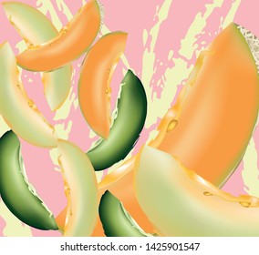 Abstract melons on color pattern backround