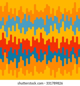 Abstract melted geometric pattern. Random colored swatches.  Seamless vector background. Five colors only  - easy to recolor..