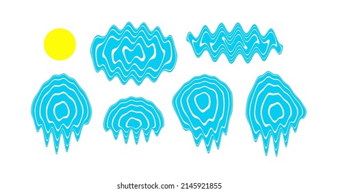 Abstract melted liquid shape. Melting circle made of distorted lines. Psychedelic stripes. Vector illustration for brochure, flyer, card, banner or cover. 