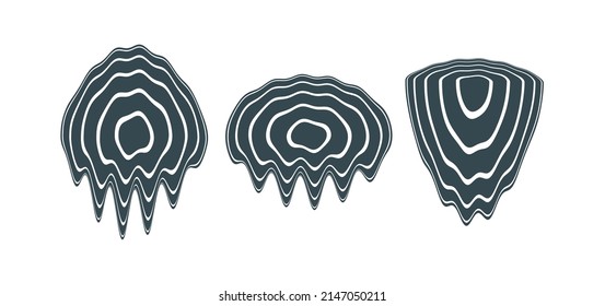 Abstract Melted Liquid Shape. Melting Circle Made Of Distorted Lines. Psychedelic Stripes. Music Sound Wave. Vector Illustration For Brochure, Flyer, Card, Banner Or Cover. 