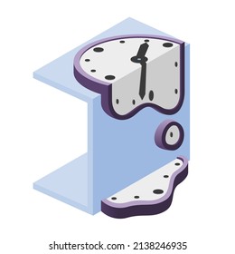 Abstract melting clock vector illustration