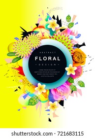 Abstract memphics style with reality flowers design. For wedding design, sale banner, fashion show and design exhibition posters, birthday card, brochure, book and CD cover design.