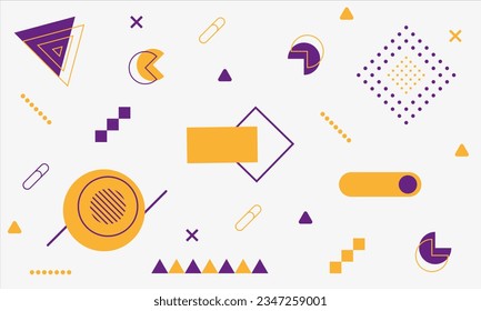 Abstract memphis background. Colorful pattern in Memphis 80s-90s style. Using in web design, template, invitation, poster, printing. Vector illustration.