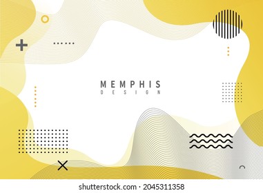 abstraktes Memphis-Hintergrunddesign, abstrakter, moderner gelber Hintergrund.