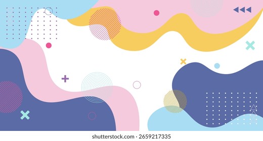 Abstract memphis background. Fluid shapes composition. Vector 