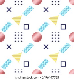Abstract memphis background geometric element. vector seamless pattern.