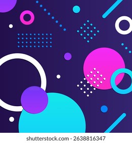 Abstract Memphis Background with Neon Pink and Blue – Vaporwave × City Pop Style