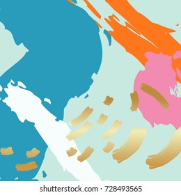 Abstract memphis background with paint grunge strokes 