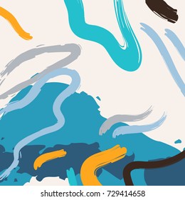Abstract memphis background with paint grunge strokes 