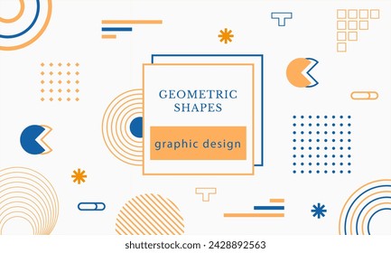 Abstract memphis background. Pattern from geometric shapes in 80s-90s style with headline. Different figures isolated on a grey background. Vector illustration.