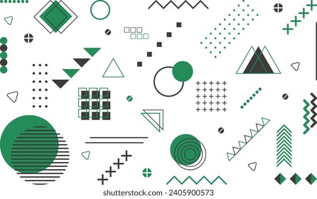 Abstract memphis background. Retro pattern from various geometric shapes in Memphis 80s-90s style. Isolated on a white background. Use in web design, print. Vector illustration.