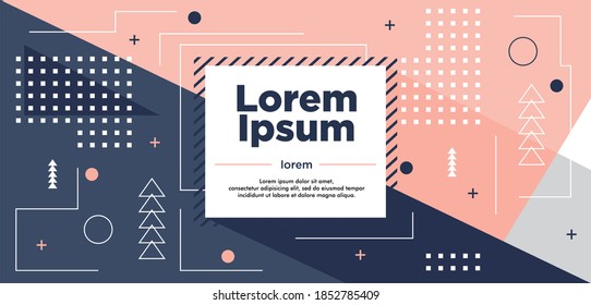 abstract memphis background with soft blue and pink pastel Vector illustration