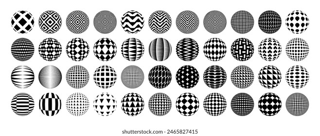Abstract memphis circle ball sphere logo design set