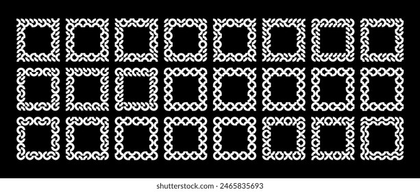 Abstract memphis circle square border design set