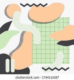 Abstract Memphis Design BAckground with Soft Orange and Green elements